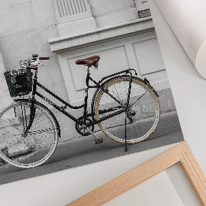Decorative poster showing a bike leaning against a wall