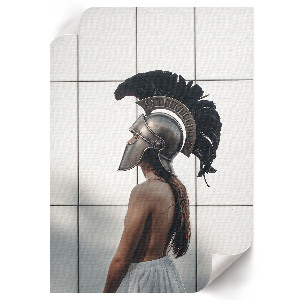 Wall print depicting a gladiator helmet