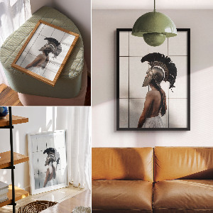 Wall print depicting a gladiator helmet