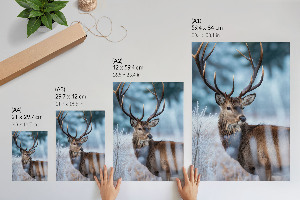 Art print showing a deer in winter