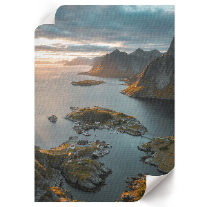 Decorative poster featuring a mountain panorama