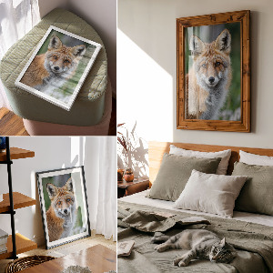 Wall print depicting a fox portrait