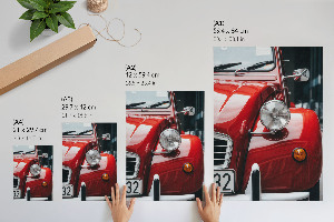 Decorative poster featuring a classic vehicle