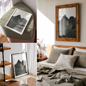 Wall art depicting mountainous ruggedness