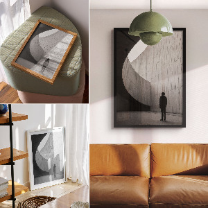 Decorative poster featuring minimalist architecture