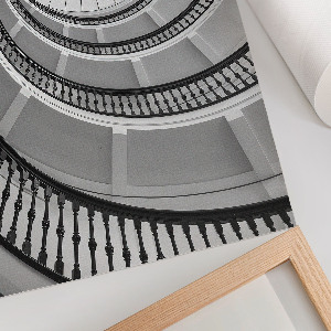 Poster showing a spiral staircase