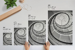 Poster showing a spiral staircase