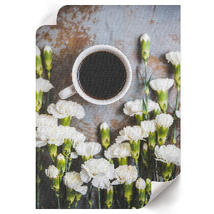 Wall art featuring coffee and flowers