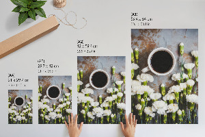Wall art featuring coffee and flowers