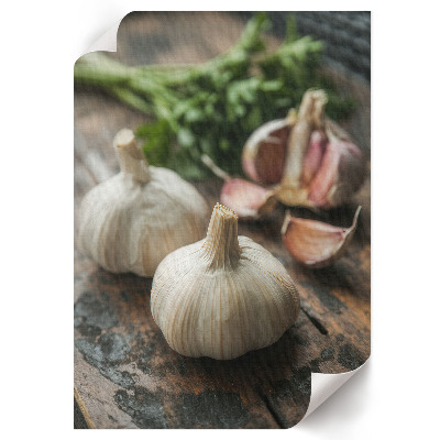 Decorative poster Garlic on a board