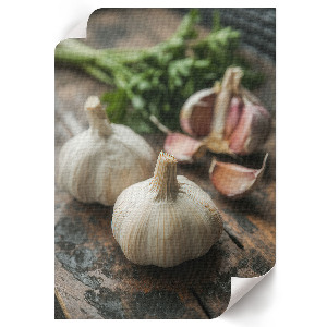 Decorative poster Garlic on a board