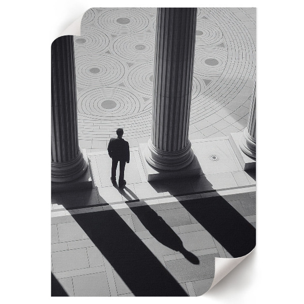 Wall print titled "Columns and a Man"