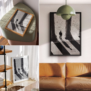 Wall print Columns and a man