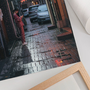 Decorative poster depicting an Asian street scene