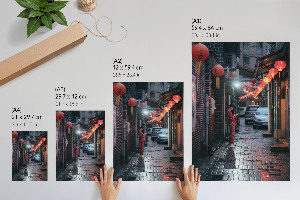 Decorative poster depicting an Asian street scene