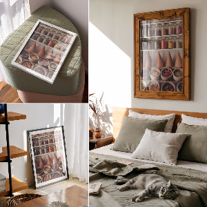 Decorative poster featuring kitchen spices