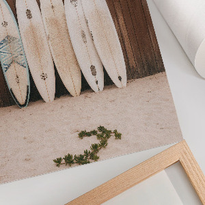 Decorative poster featuring surfboards