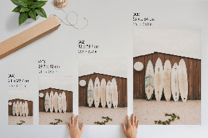 Decorative poster featuring surfboards