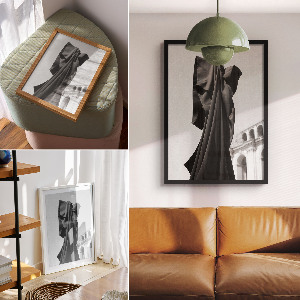 Wall art in black fabric