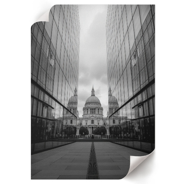 Poster featuring a mirror and buildings motif