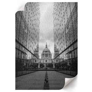 Poster featuring a mirror and buildings motif