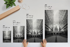 Poster featuring a mirror and buildings motif