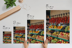 Poster featuring a fruit market scene