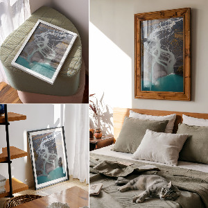 Wall art showing a bird's-eye view of the river