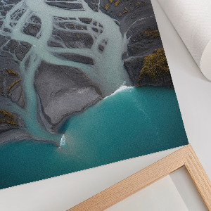 Wall art showing a bird's-eye view of the river