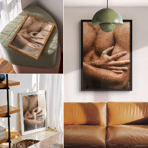 Decorative poster featuring a male body