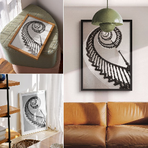 Art print featuring a spiral staircase