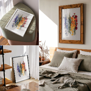 Colorful flowers wall print
