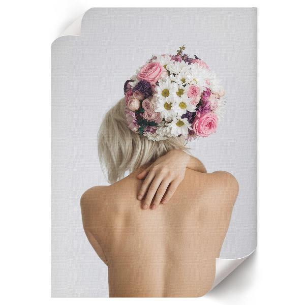 Decorative poster Woman with a bouquet