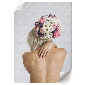 Decorative poster Woman with a bouquet