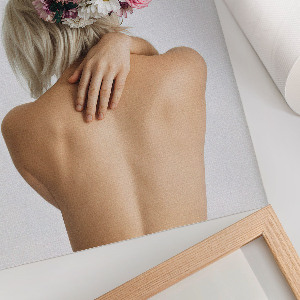 Decorative poster Woman with a bouquet