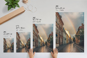 Wall art featuring a colorful street scene
