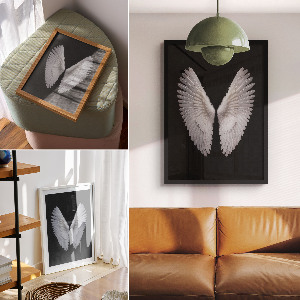 Poster with white wings