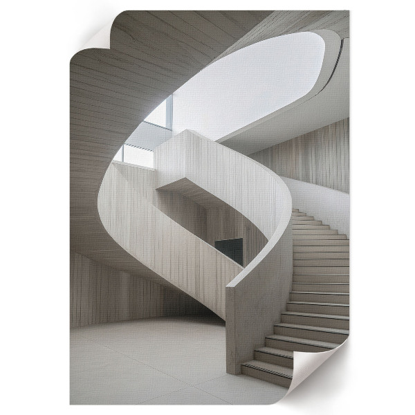 Wall art depicting twisted stairs