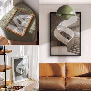 Wall art depicting twisted stairs
