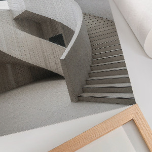 Wall art depicting twisted stairs