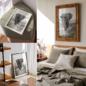 Wall print with an African elephant motif
