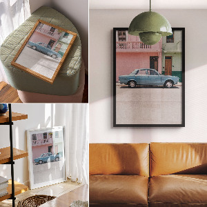 Decorative poster featuring a retro car