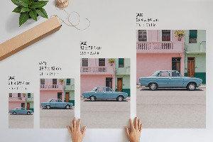 Decorative poster featuring a retro car