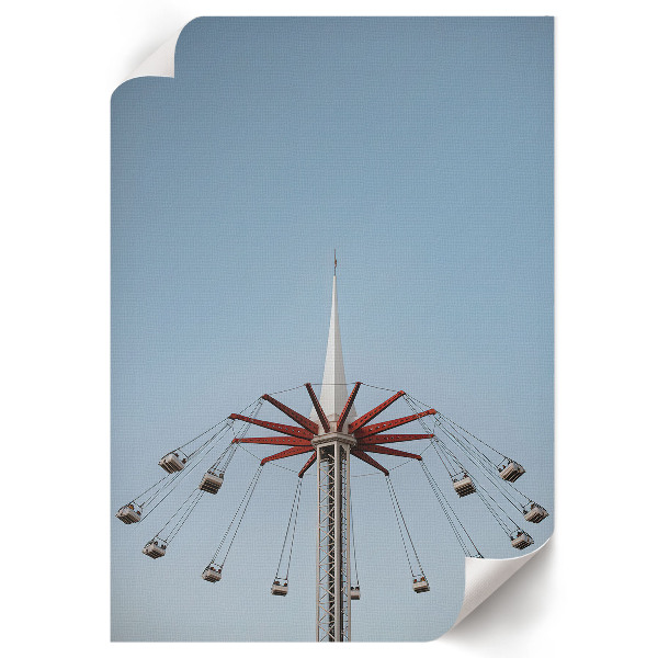 Poster with carousel and sky illustration