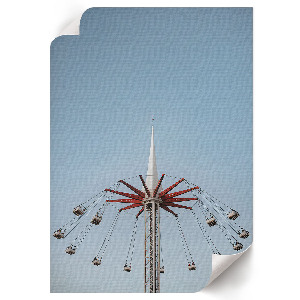 Poster with carousel and sky illustration