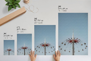Poster with carousel and sky illustration