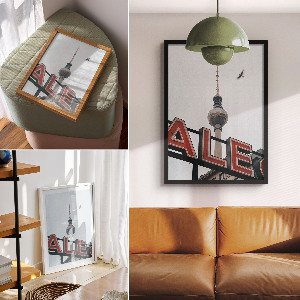 Decorative poster featuring city architecture