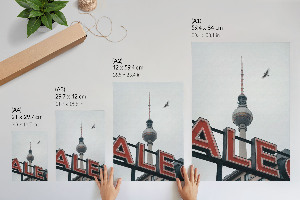 Decorative poster featuring city architecture