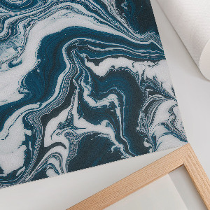 Wall art with a blue waves design