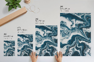 Wall art with a blue waves design